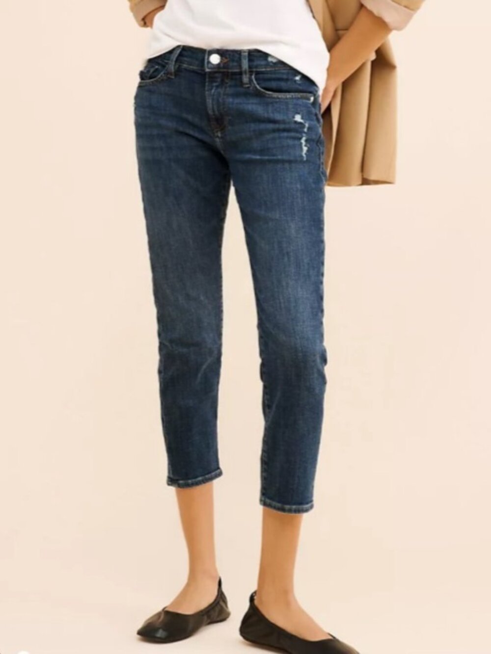 Frame Le Garcon Crop Dark Distressed Jeans Size 25 - Picture 3 of 11